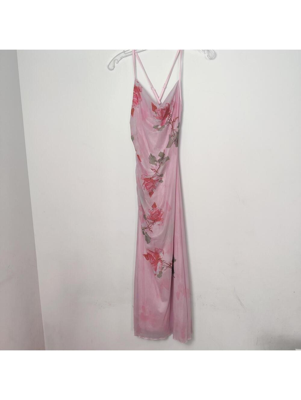 SHEIN Pink Floral Cowl Neck Maxi Dress Women’s XS US 2